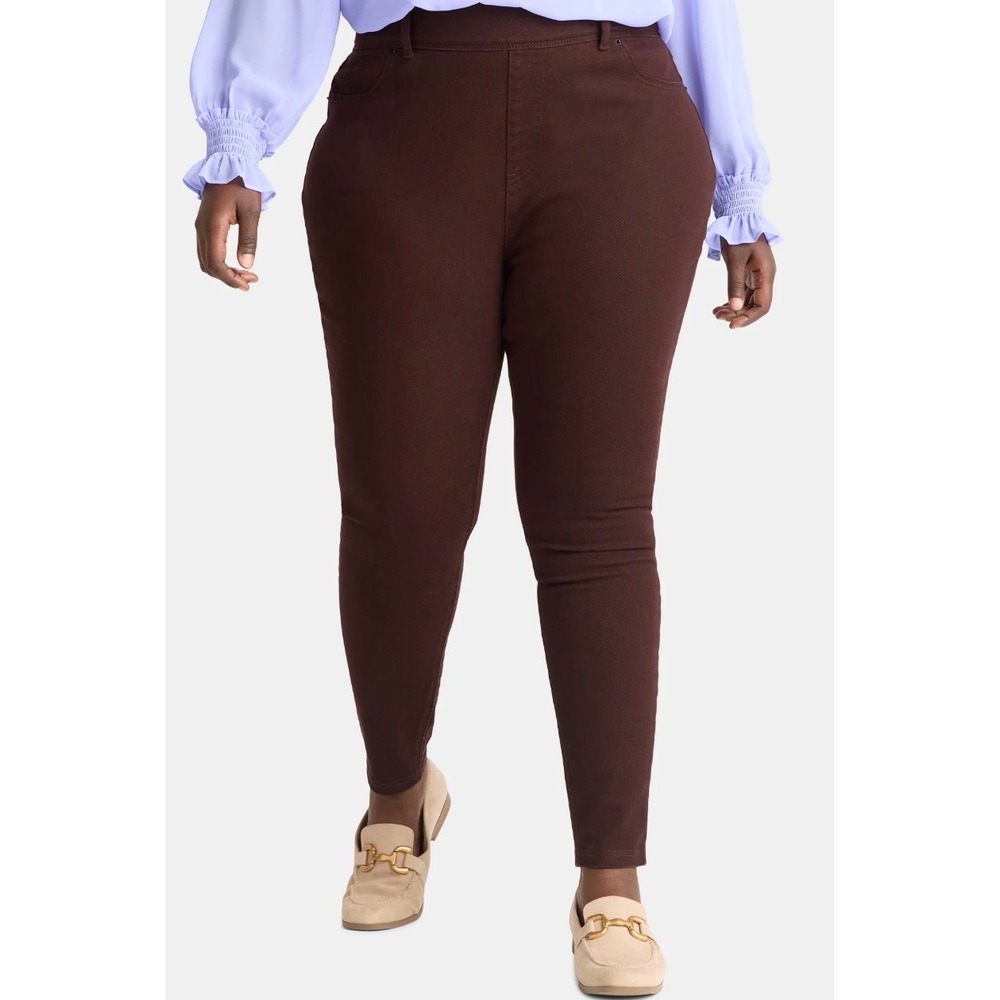 Terra & Sky Womens Plus High Rise Skinny Jegging Brown 0X (14W) 28 Inseam NWT